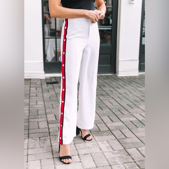 BB Dakota Pants - BB Dakota Striped Button Pants